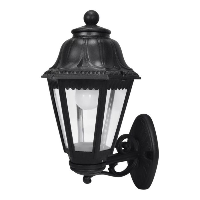 Outdoor Black Wall Lights, Plastic Outdoor Light Fixture with E27 Socket, Exterior Waterproof Wall Lamp with Clear Lampshade, Outside Porch Lights for Garden, Patio, Pathway