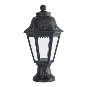 Outdoor Plastic Post Lights, Exterior Lamp Post Light Fixture with E27 Socket, Black Waterproof Post Lantern with Clear Lampshade, Pillar Outside Lighting for Garden, Patio, Pathway