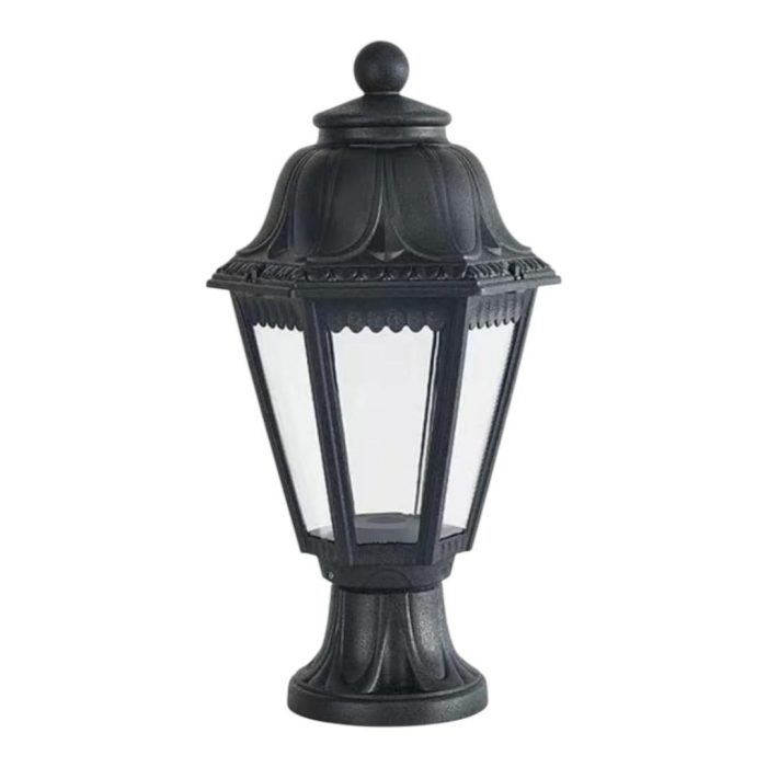 Outdoor Plastic Post Lights, Exterior Lamp Post Light Fixture with E27 Socket, Black Waterproof Post Lantern with Clear Lampshade, Pillar Outside Lighting for Garden, Patio, Pathway