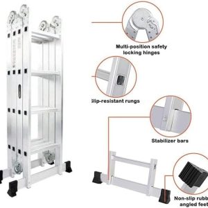 Folding Ladder Adjustable Telescoping Heavy Duty Scaffold (4x4 Steps)