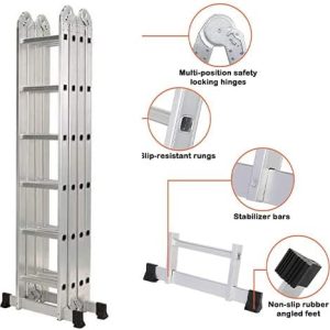 Folding Ladder Adjustable Telescoping Heavy Duty Scaffold (4x6 Steps)