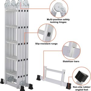 Folding Ladder Adjustable Telescoping Heavy Duty Scaffold (4x5 Steps)