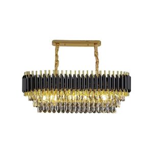 Luxury Long Luxury Chandelier,Modern Creative Crystal Chandelier,For Villa Living Room Bedroom Dining Room Lighting-Gold and black 80cm