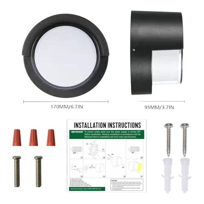 Outdoor Wall Lights, Round 3200K Porch Lights Outdoor Wall,12W Low Profile Modern Wall Sconce Light fixtures Waterproof Wall Mounted Lamp for Bedroom, House, Porch, Patio - Image 2