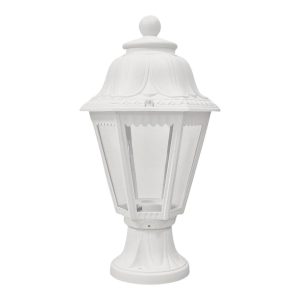 Outdoor Plastic Post Lights, Exterior Lamp Post Light Fixture with E27 Socket, White Waterproof Post Lantern with Clear Lampshade, Pillar Outside Lighting for Garden, Patio, Pathway