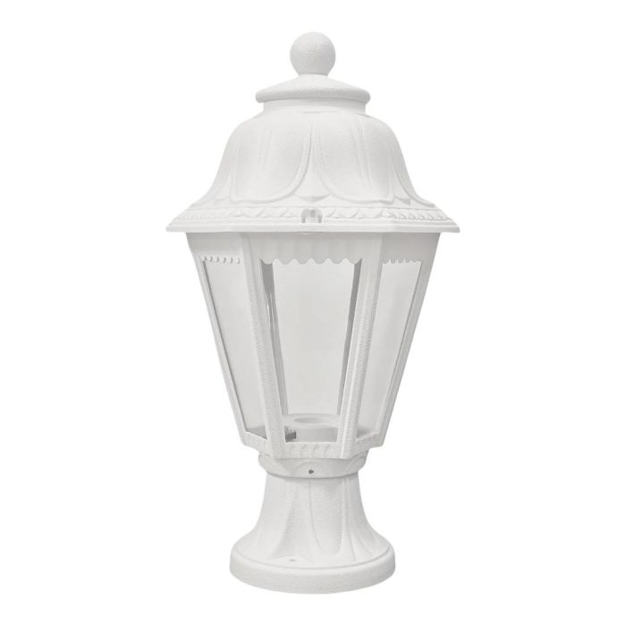 Outdoor Plastic Post Lights, Exterior Lamp Post Light Fixture with E27 Socket, White Waterproof Post Lantern with Clear Lampshade, Pillar Outside Lighting for Garden, Patio, Pathway