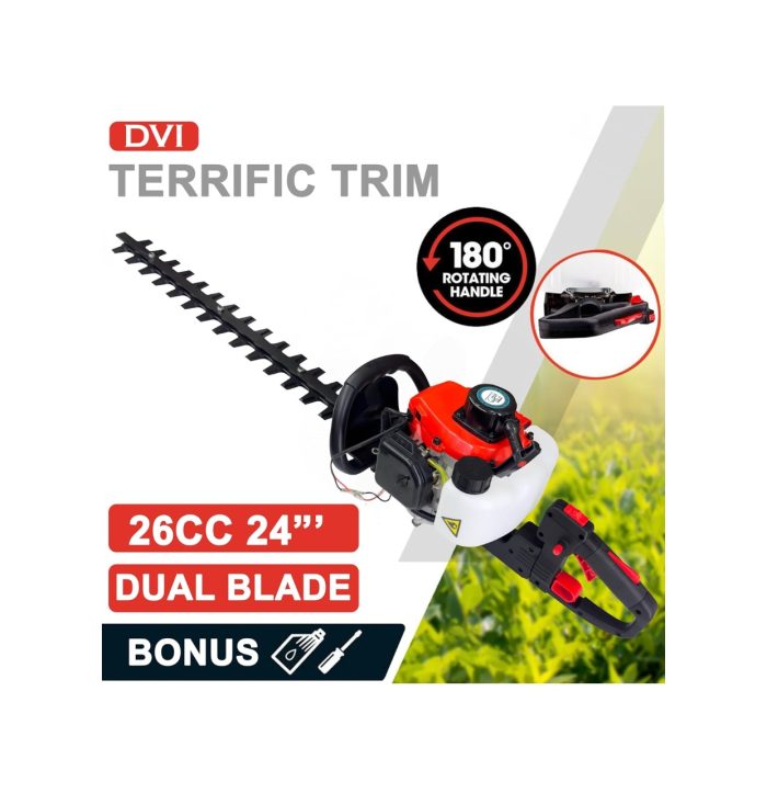 Hedge Trimmer 24" inch 26cc 2 Stroke Air Cooled Petrol Engine for Trimming - Image 2