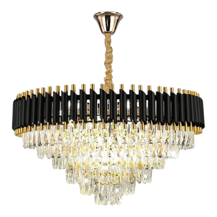 Luxury Long Luxury Chandelier,Modern Creative Crystal Chandelier,For Villa Living Room Bedroom Dining Room Lighting-Gold and black 100cm